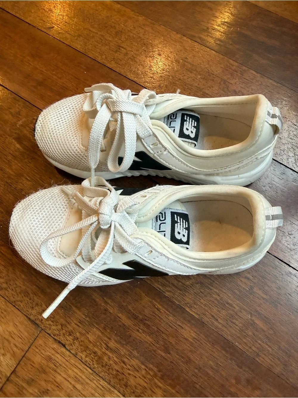 New Balance White Kids' Sneakers with Black N Logo Sz 12